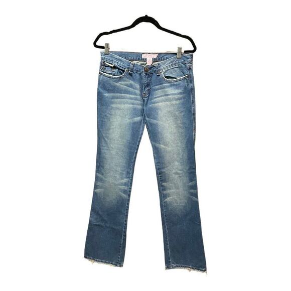 Y2K Jeans Women 28 Blue Boot Cut Guitar 100% Cotton - Picture 1 of 5